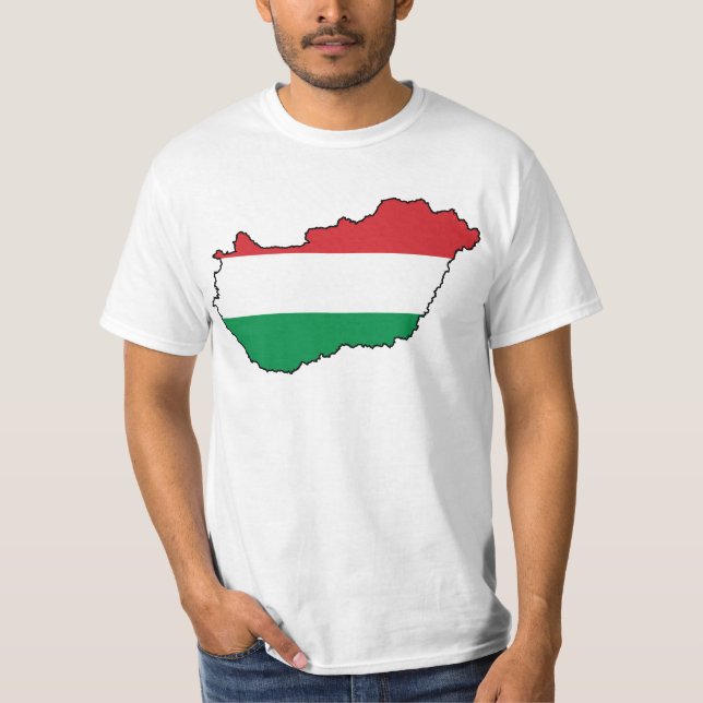 Camiseta Mapa HU da bandeira de Hungria (Frente)