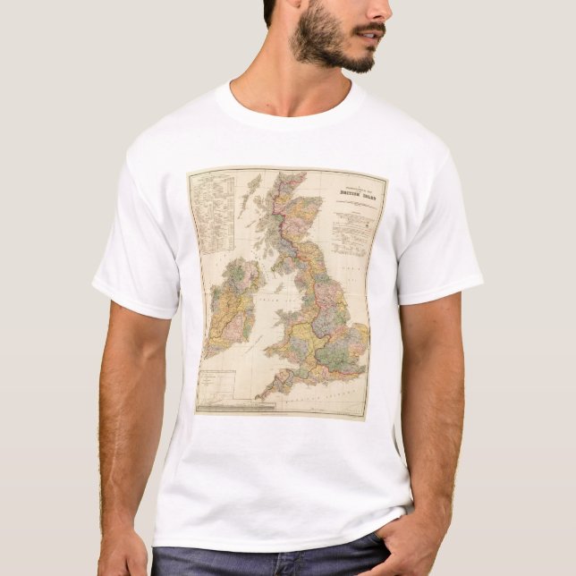 Camiseta Mapa Hydrographical, ilhas britânicas (Frente)