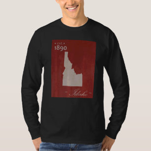 Camiseta Mapa ID Idaho Grunge Vintage Gráfico Estadual Femi