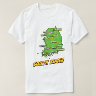 Camiseta Mapa ilustrado da Coreia do Sul em Pop Art