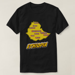 Camiseta Mapa ilustrado da Etiópia em Pop Art