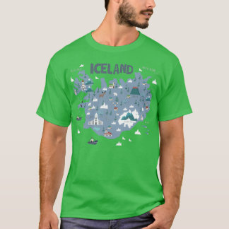 Camiseta Mapa ilustrado da ISLÂNDIA