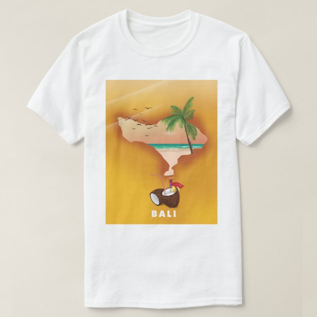 Camiseta Mapa ilustrado de Bali (Frente do Design)