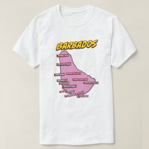 Camiseta Mapa ilustrado de Barbados em Pop Art