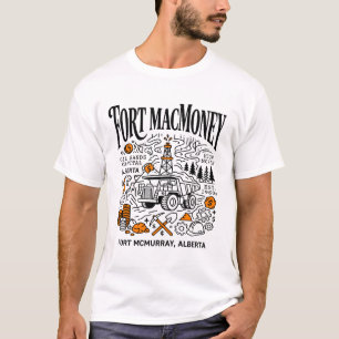 Camiseta Mapa Ilustrado de Fort McMurray Alberta Canadá