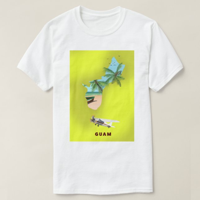 Camiseta Mapa ilustrado de Guam pôster de viagem (Frente do Design)