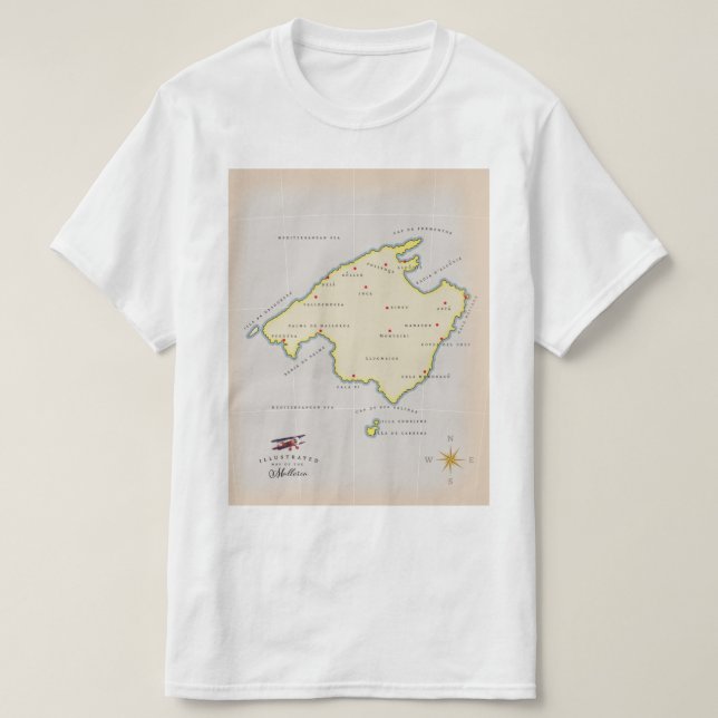 Camiseta Mapa ilustrado de Mallorca (Frente do Design)