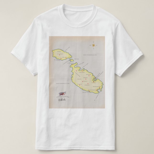 Camiseta Mapa ilustrado de Malta (Frente do Design)