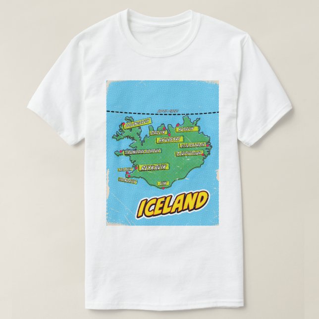 Camiseta Mapa ilustrado de Nova York em Pop Art (Frente do Design)