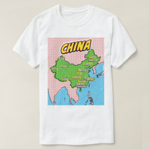 Camiseta Mapa ilustrado de pop Art na China