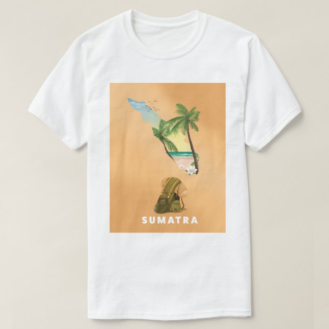 Camiseta Mapa ilustrado de Sumatra pôster de viagem (Frente do Design)