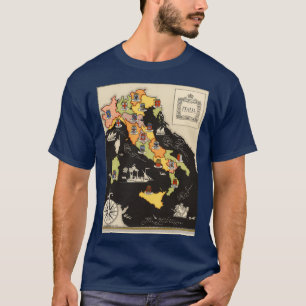 Camiseta Mapa ilustrativo da Itália Pequeno mapa colorido c