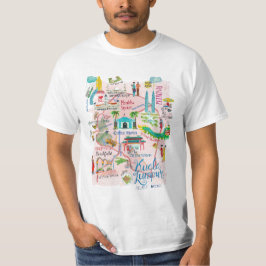 Camiseta Mapa ilustrativo de viagem cor-de-rosa de Kuala Lu