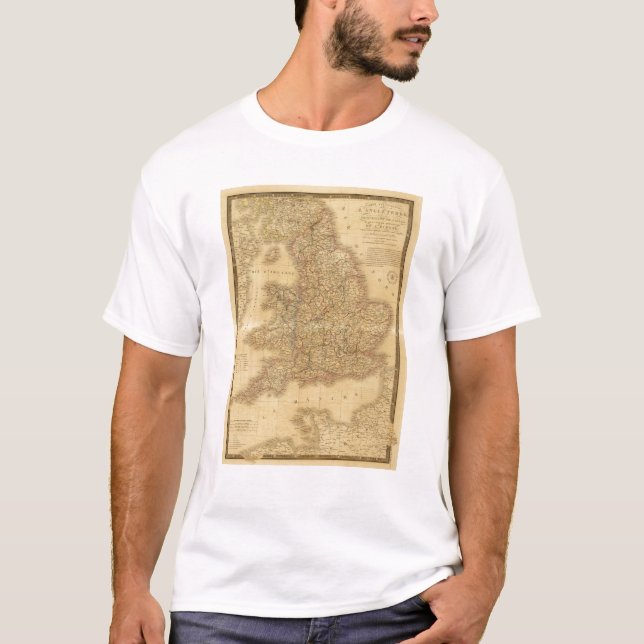 Camiseta Mapa inglês antigo (Frente)