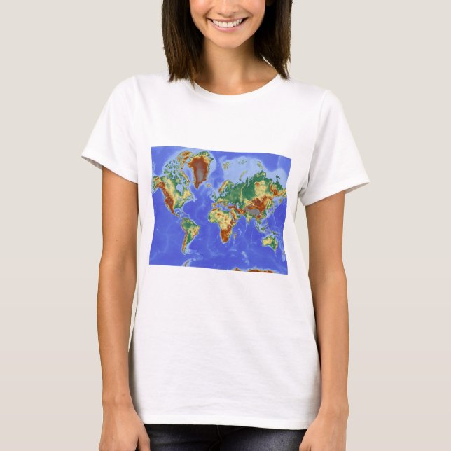 Camiseta Mapa Internacional da Geografia Mundial (Frente)