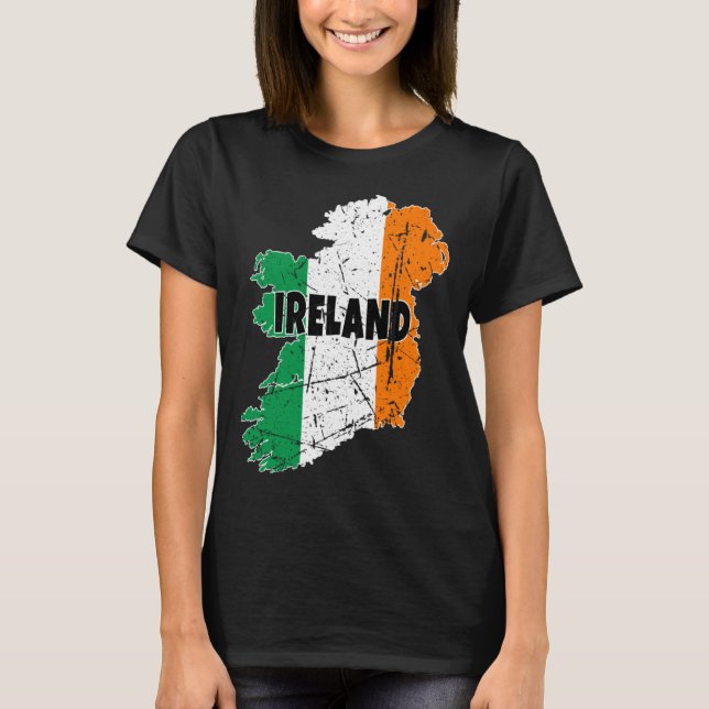 Camiseta Mapa Irlandês Flag Souvenir Afetou Homens Da Irlan (Frente)