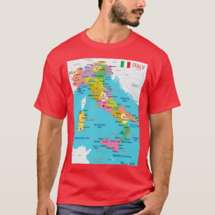 Camiseta Mapa italiano com regiões e principais cidades