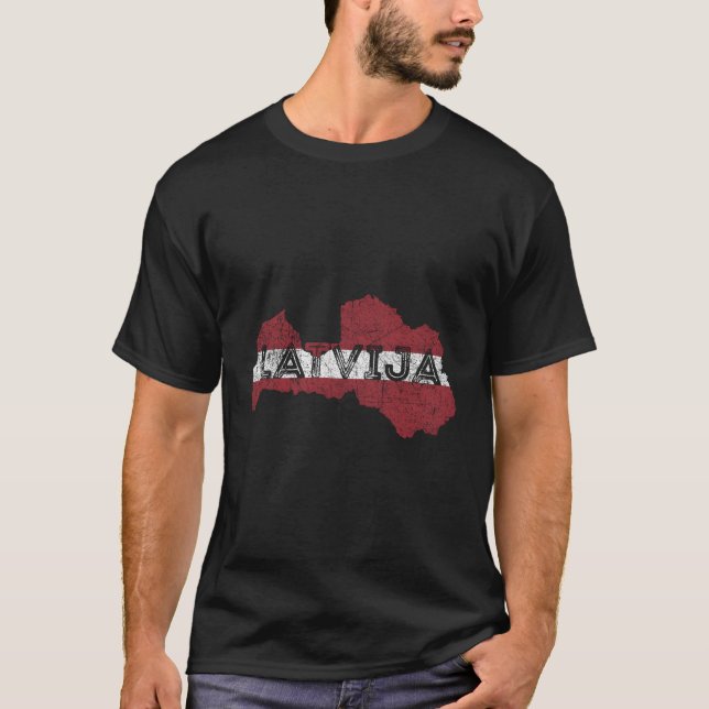 Camiseta Mapa Letão E Bandeira Afetaram A Letónia (Frente)
