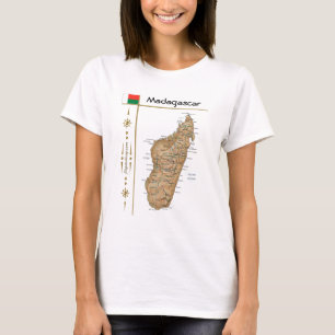 Camiseta Mapa Madagáscar + Sinalizador + Título T-Shirt