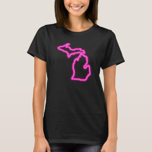 Camiseta Mapa magenta de néon legal de Michigan