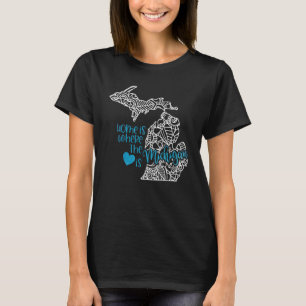 Camiseta Mapa Mandala do Estado de Michigan nos EUA América