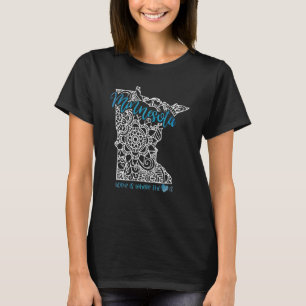 Camiseta Mapa Mandala do Estado de Minnesota Mn EUA América