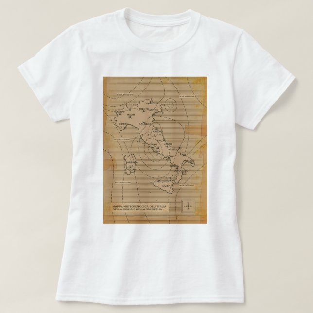 Camiseta Mapa meteorológico da Itália, da Scilly e da Sarde (Frente do Design)