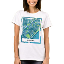 Camiseta mapa minimalista Barcelona - Azul-verde