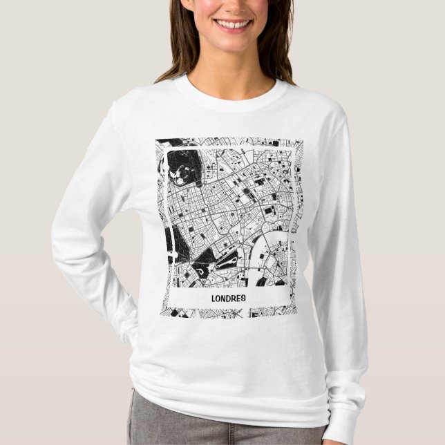 Camiseta mapa minimalista Londres - Blanco-negro (Frente)
