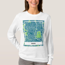 Camiseta mapa minimalista Madrid - Azul-verde