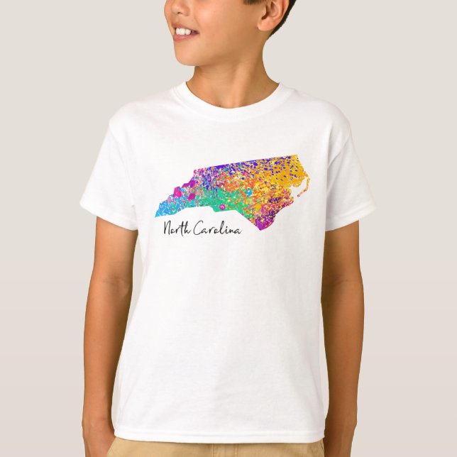 Camiseta Mapa moderno de North Carolina (Frente)