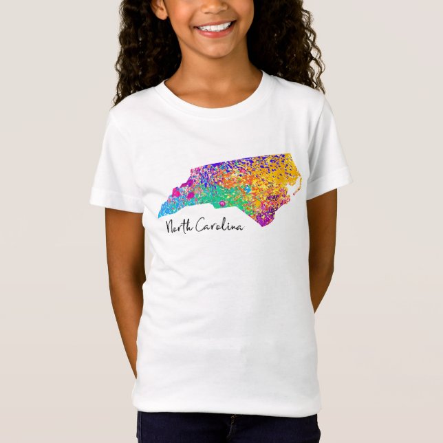 Camiseta Mapa moderno de North Carolina (Frente)