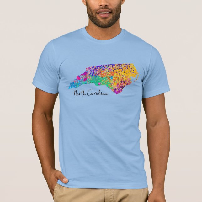 Camiseta Mapa moderno de North Carolina (Frente)