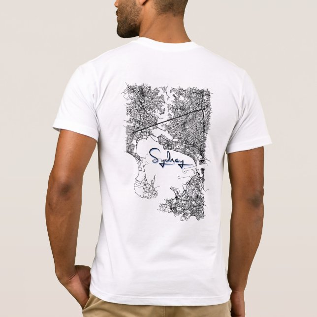 Camiseta Mapa Moderno de Sydney - Souvenir de Viag (Verso)