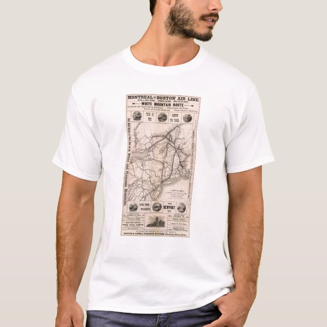 Camiseta Mapa Montreal e linha de ar de Boston (Frente)