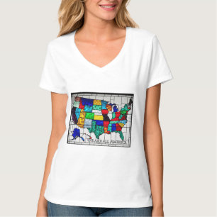 Camiseta Mapa Multicolorido Dos Estados Unidos Representand