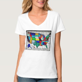 Camiseta Mapa Multicolorido Dos Estados Unidos Representand