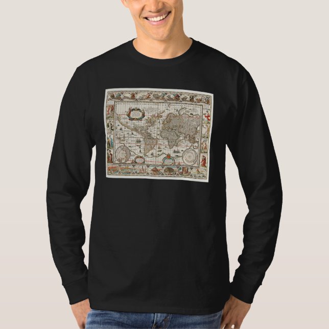 CAMISETA MAPA MUNDI ANTIGO SÉCULO 17 HISTÓRIA GEOGRAFIA E (Frente)