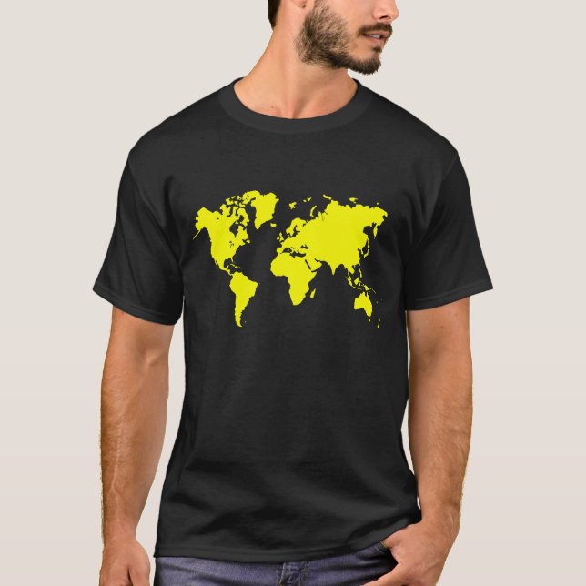 Camiseta Mapa Mundial - Amarelo (Frente)