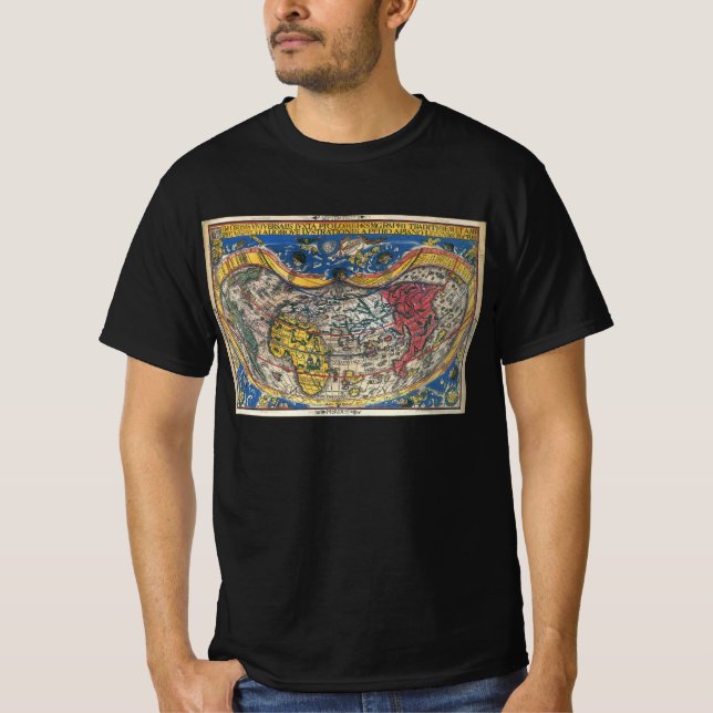 Camiseta Mapa Mundial Anti-Cardíaco de Peter Apian 1520 (Frente)