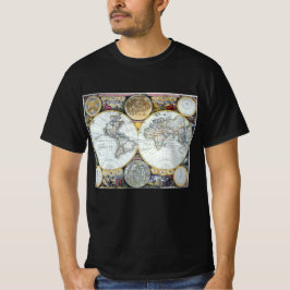 Camiseta Mapa Mundial Antigo, Atlas Maritimus de John Selle