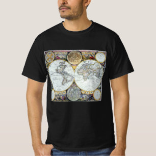 Camiseta Mapa Mundial Antigo, Atlas Maritimus por John Sell