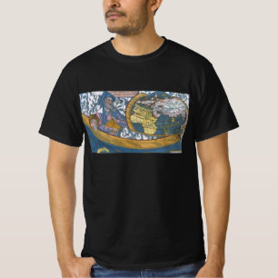 Camiseta Mapa Mundial Antigo com Claudius Ptolemy, 1507