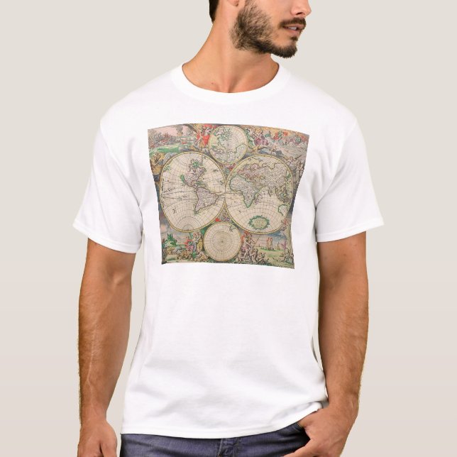 Camiseta Mapa Mundial Antiquado (Frente)