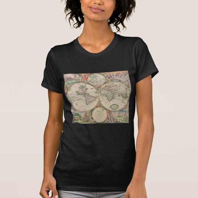 Camiseta Mapa Mundial Antiquado (Frente)