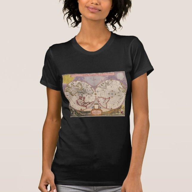 Camiseta Mapa Mundial Antiquado (Frente)