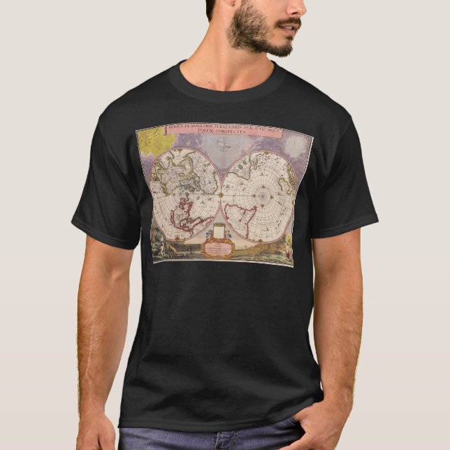 Camiseta Mapa Mundial Antiquado (Frente)