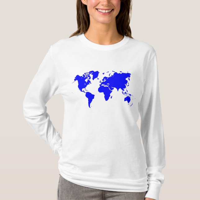 Camiseta Mapa Mundial - Azul (Frente)