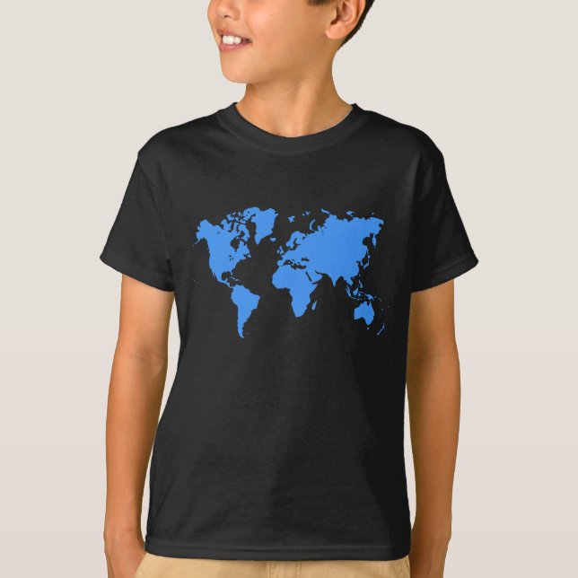 Camiseta Mapa Mundial - Azul Bebê (Frente)