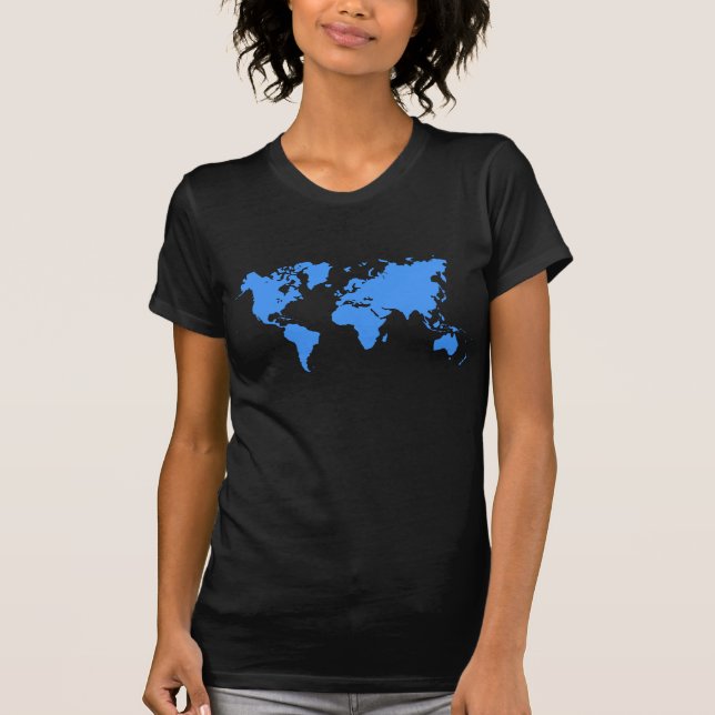 Camiseta Mapa Mundial - Azul Bebê (Frente)